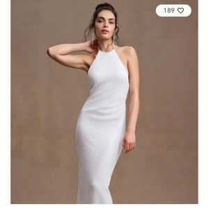 Anthropologie White Sequined Gown